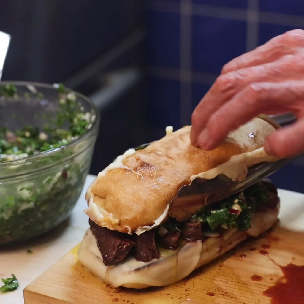 Flank Steak Sandwich with Provolone & Homemade Chimichurri
