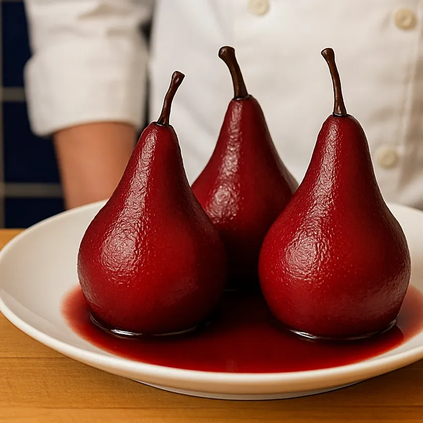 Red Wine Poached Pears