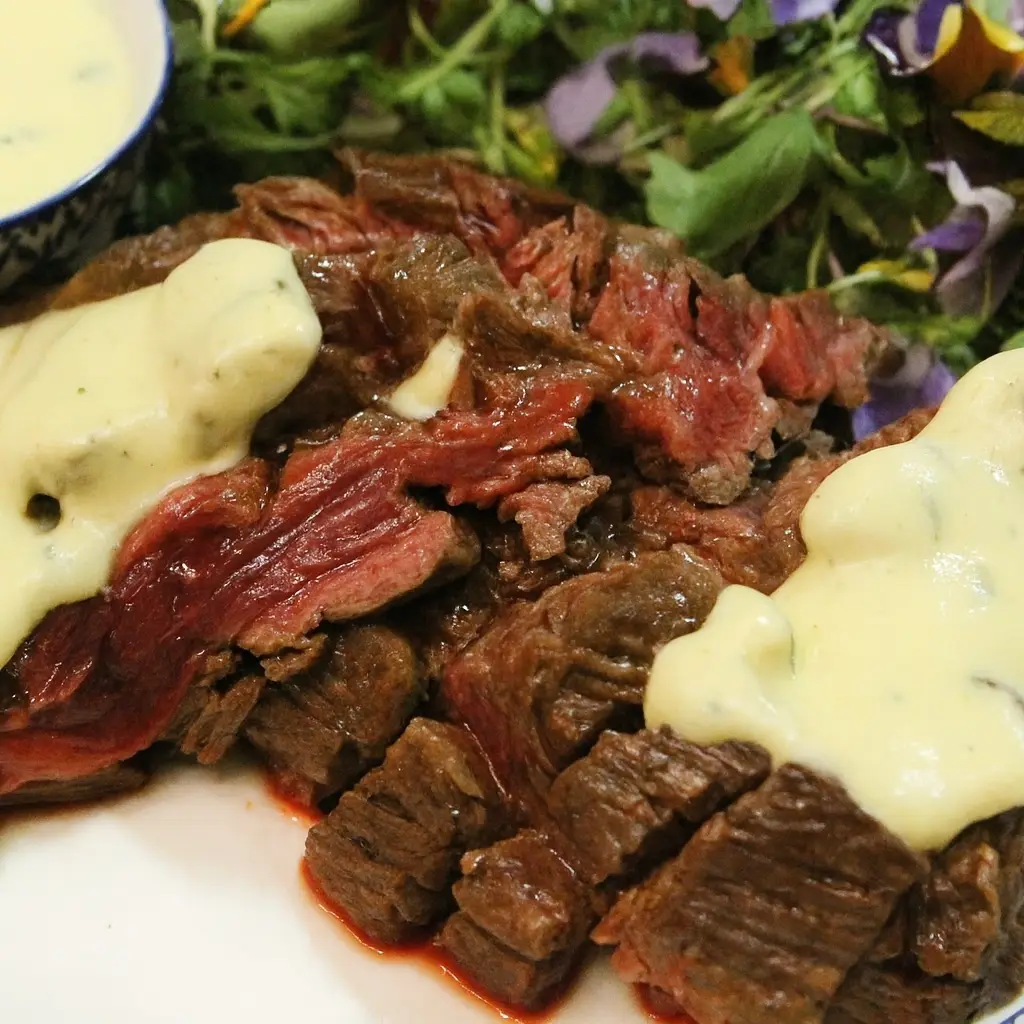 Bavette de b&oelig;uf avec sauce b&eacute;arnaise