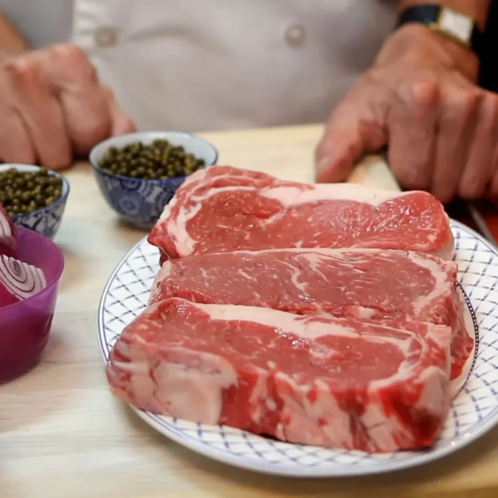 Steak au poivre vert 