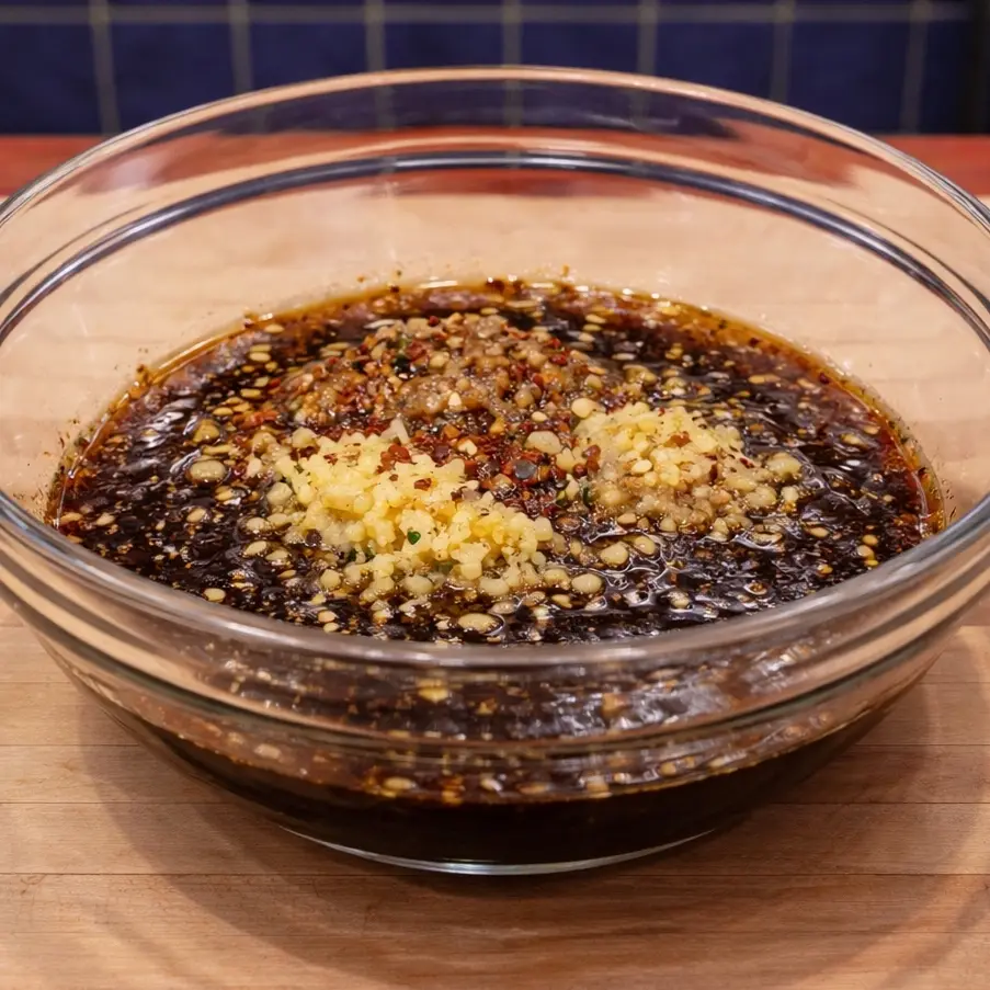 Marinade &agrave; l&rsquo;ail et &agrave; la sauce soja