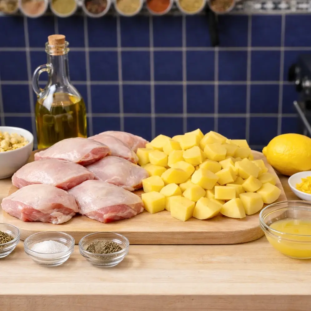 Poulet citron-ail et pommes de terre