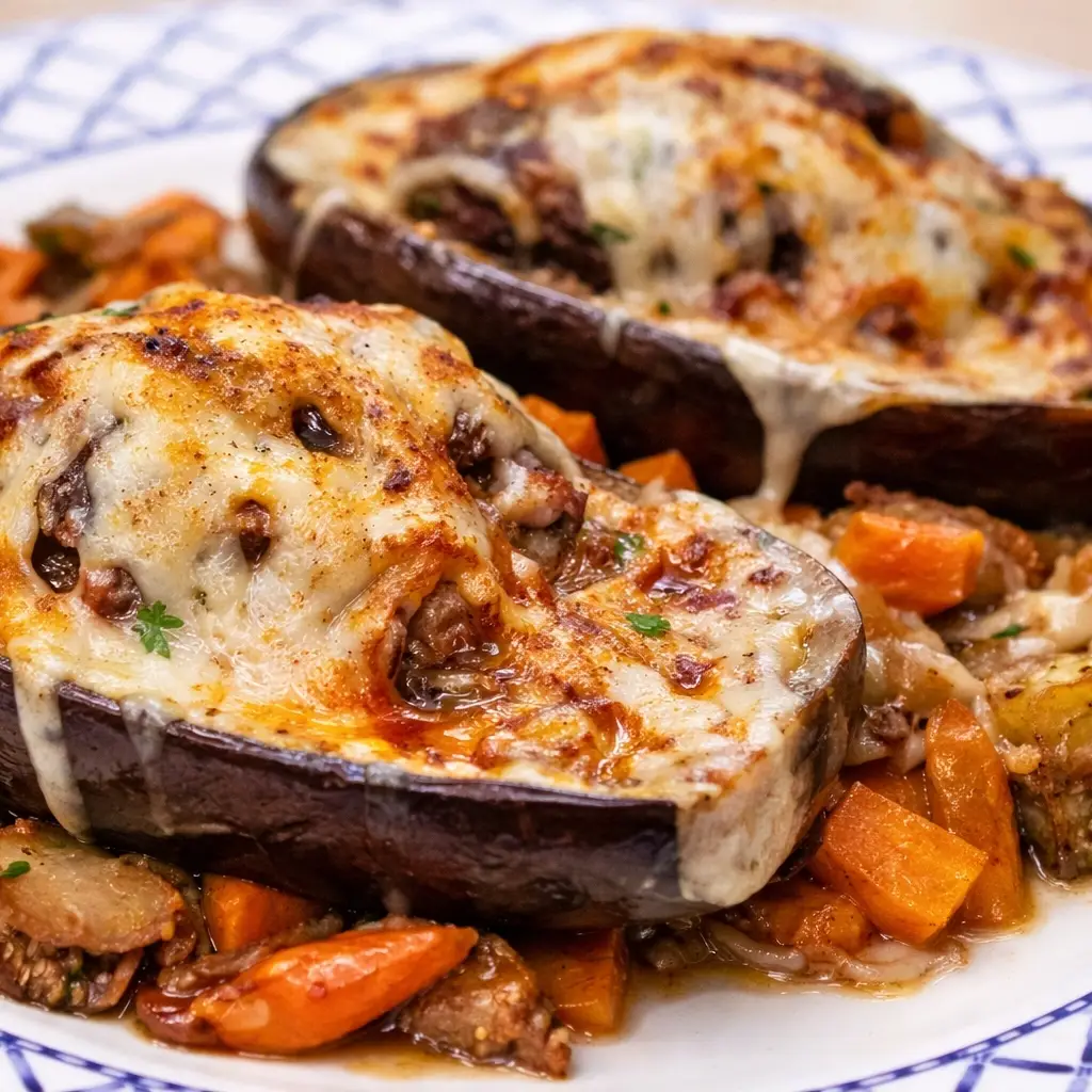 Stuffed Eggplants with Ground Beef