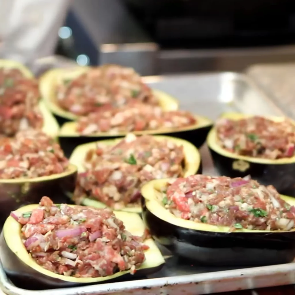 Stuffed Eggplants with Ground Beef
