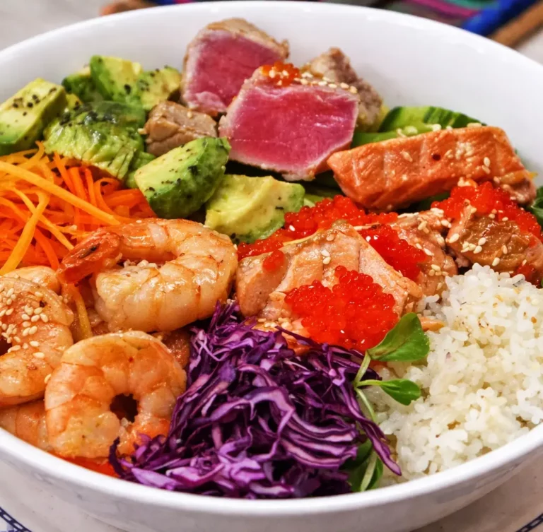 Salmon, Tuna & Shrimp Poke Bowl
