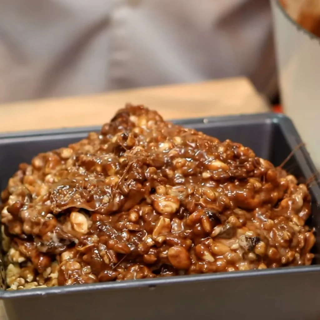 Homemade Nut & Chocolate Chewy Bars 