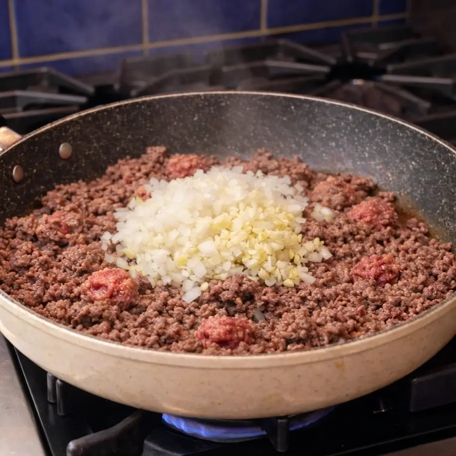 B&oelig;uf hach&eacute; et riz