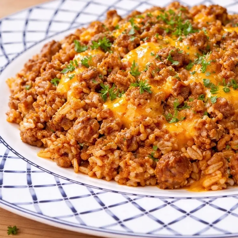 B&oelig;uf hach&eacute; et riz