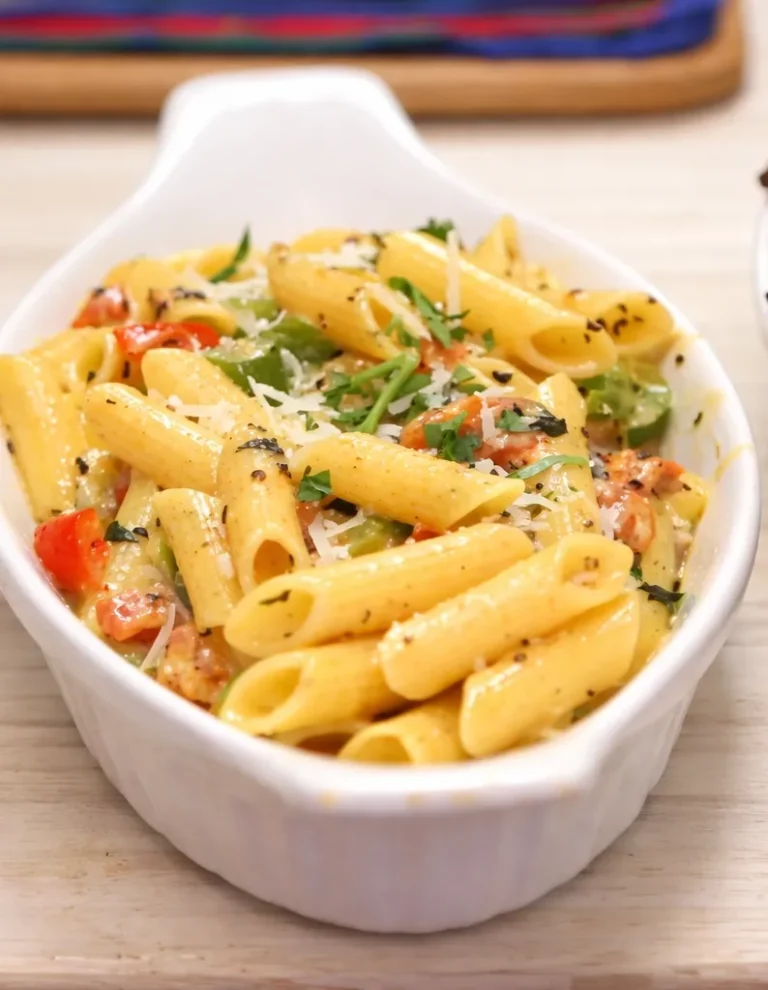 Pâtes crémeuses aux tomates et poivrons