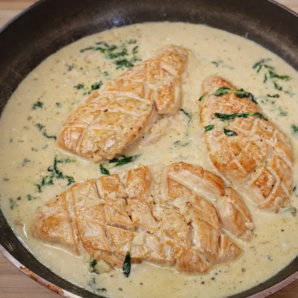 Creamy Lemon Garlic Chicken with Rice and Asparagus