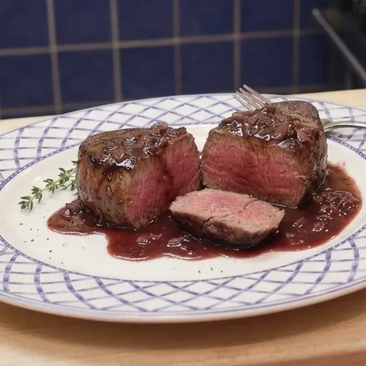 M&eacute;daillons de filet de b&oelig;uf sauce au vin rouge