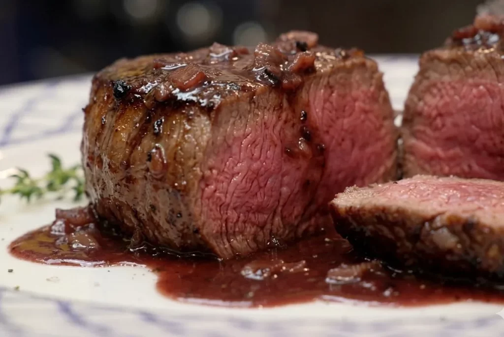 M&eacute;daillons de filet de b&oelig;uf sauce au vin rouge