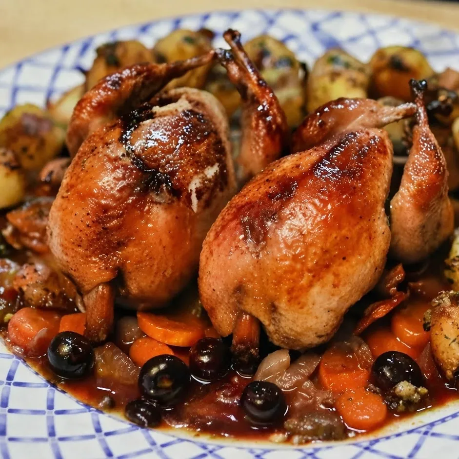 Cailles sauce bleuets