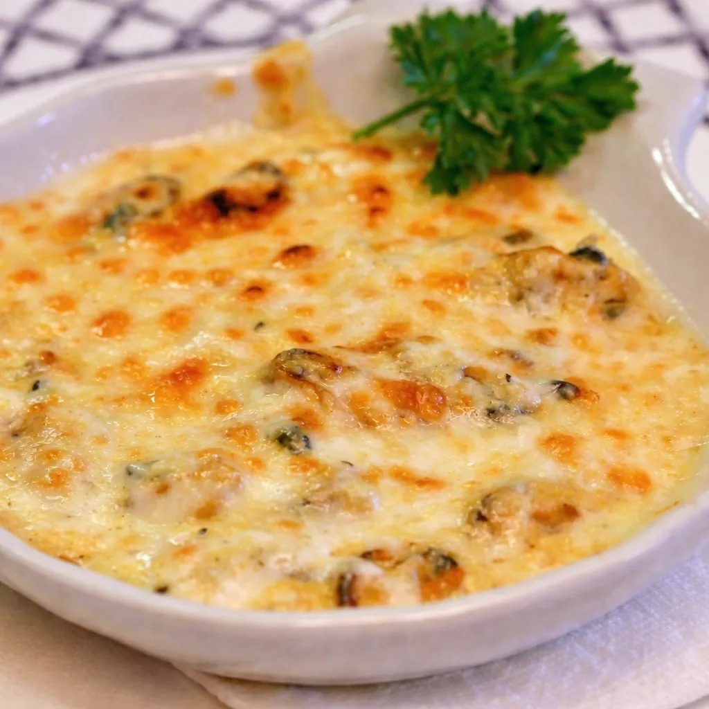 Coquilles de moules gratin&eacute;es
