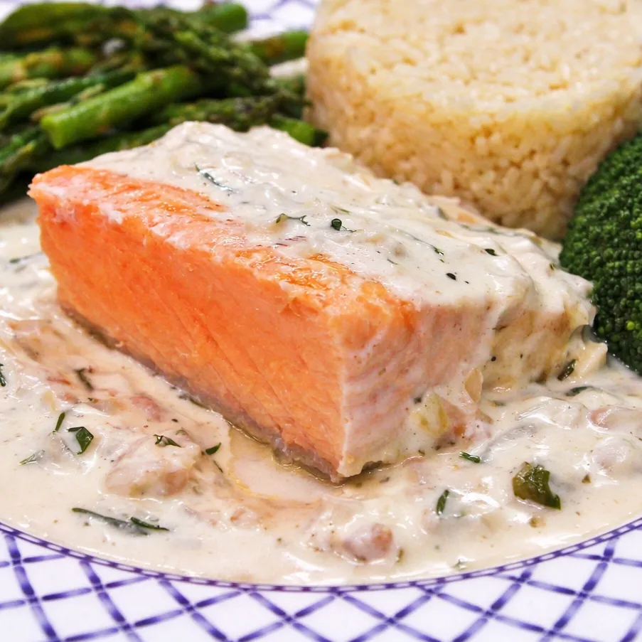 Saumon au four avec riz pilaf