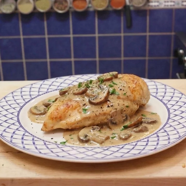 Suprême de poulet à la crème de champignons
