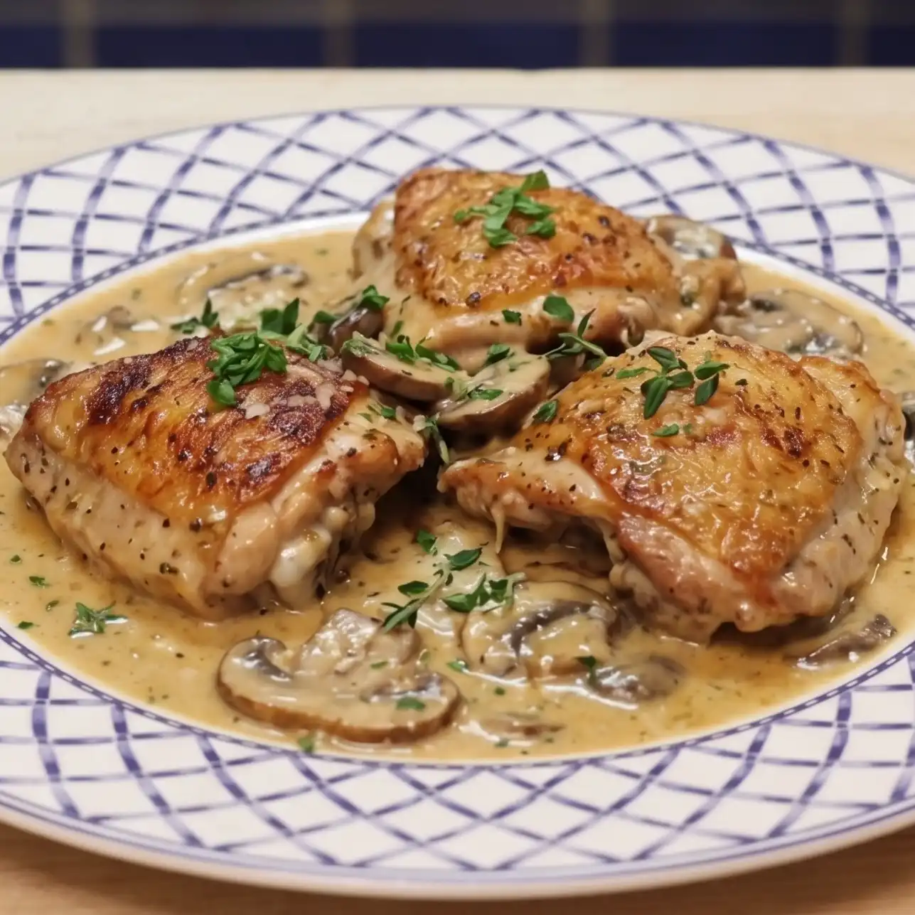 Cuisses de poulet crémeuses aux champignons : recette facile à la poêle