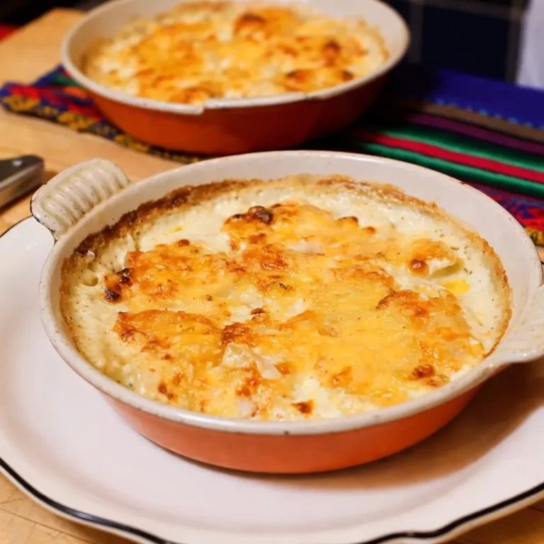 French Gratin Dauphinois with Cream and Three Cheeses
