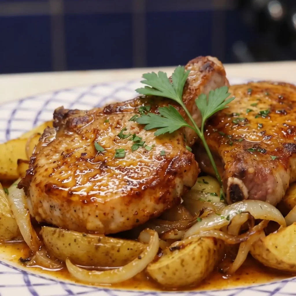 Côtelettes de porc et pommes de terre au four faciles