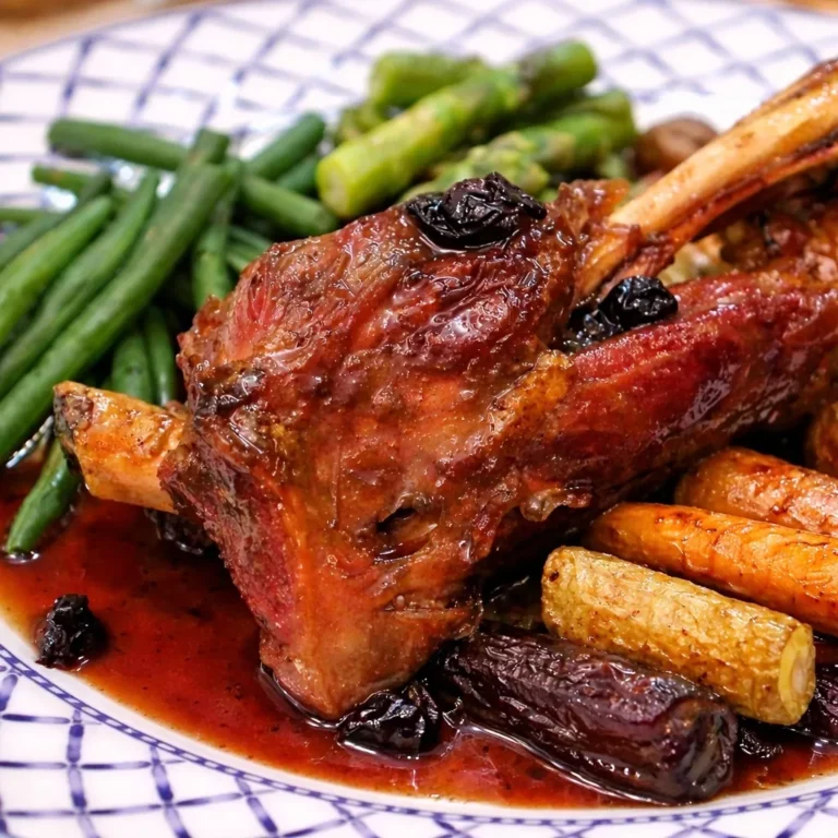 Souris d&rsquo;agneau brais&eacute;es au vin blanc, sirop d&rsquo;&eacute;rable et bleuets