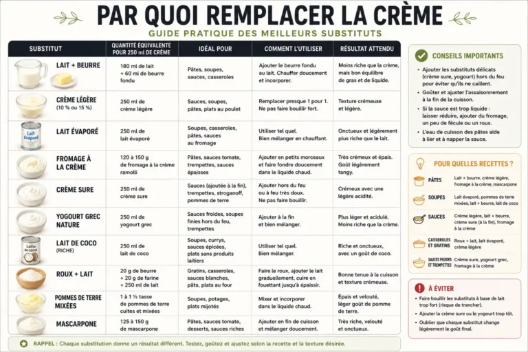 Par quoi remplacer la cr&egrave;me