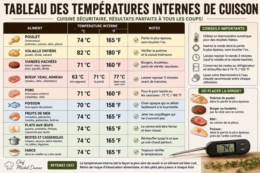 temp&eacute;ratures internes de cuisson
