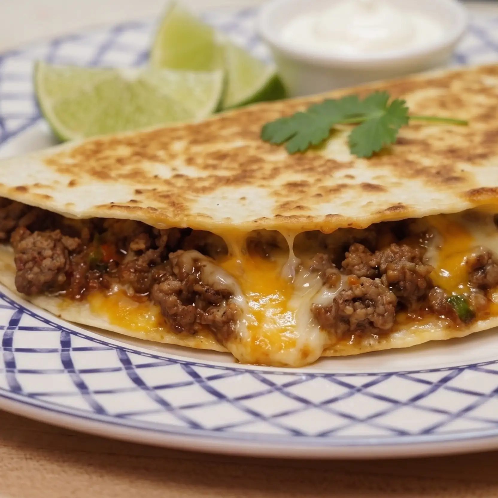 Crispy Ground Beef Quesadillas with Cheese