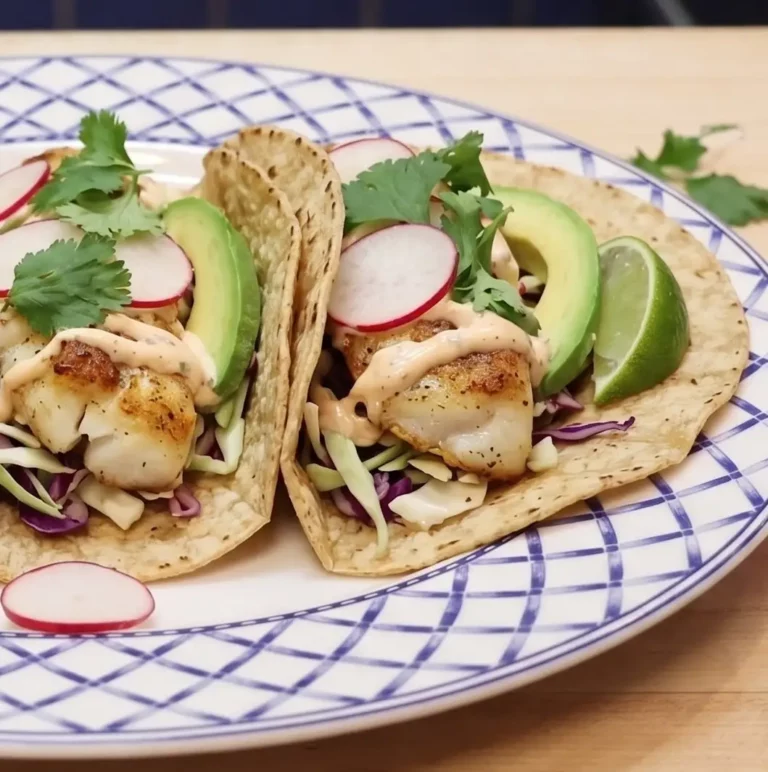 Tacos de poisson avec salade de chou et sauce crémeuse