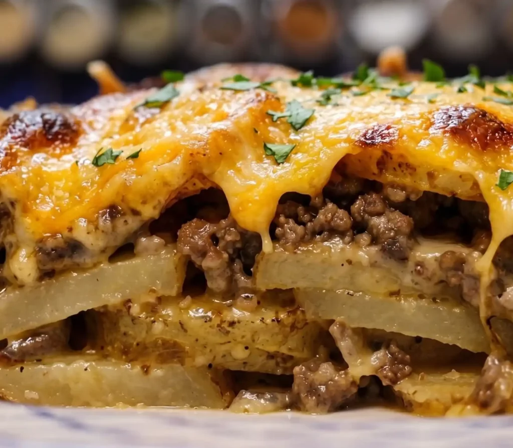 Hobo Casserole with Ground Beef, Potatoes and Cheese