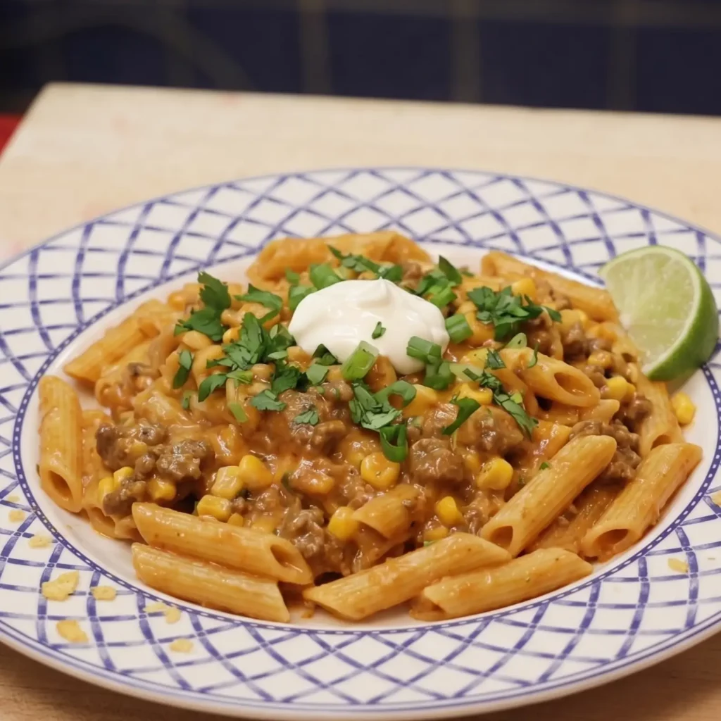 P&acirc;tes tacos en une casserole au b&oelig;uf hach&eacute;