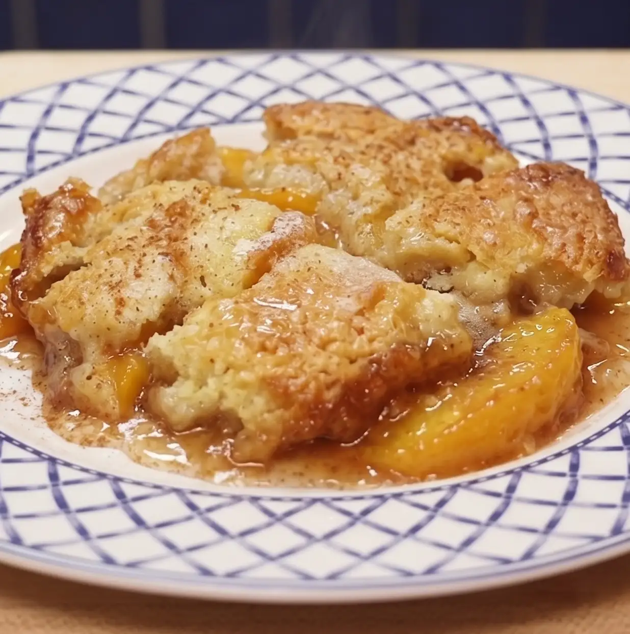 Cobbler aux pêches avec pêches en conserve