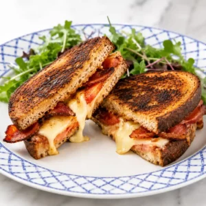 Grilled Cheese Pizza Facile au Bacon et Pepperoni en 15 Minutes