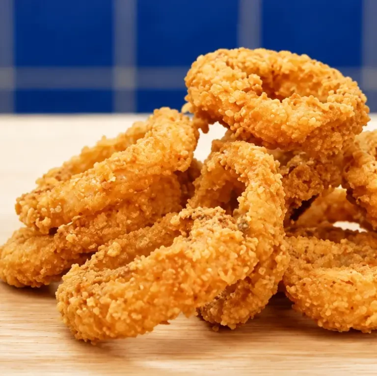 Rondelles d’oignons croustillantes au panko, œuf et farine