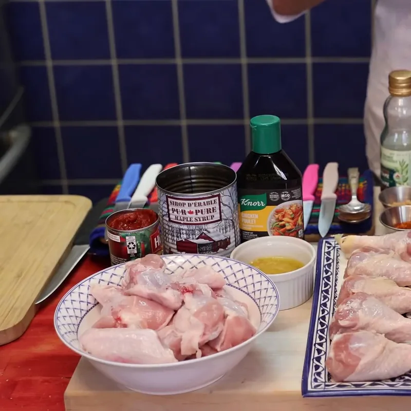 ailes de poulet collantes sirop erable au four, ingredients