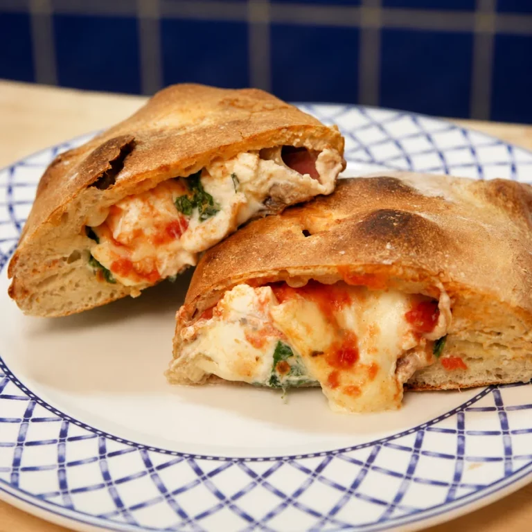 Calzone maison &agrave; la ricotta, mozzarella et jambon