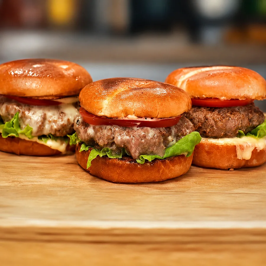 cheeseburgers maison trois fromages faciles, plat fini