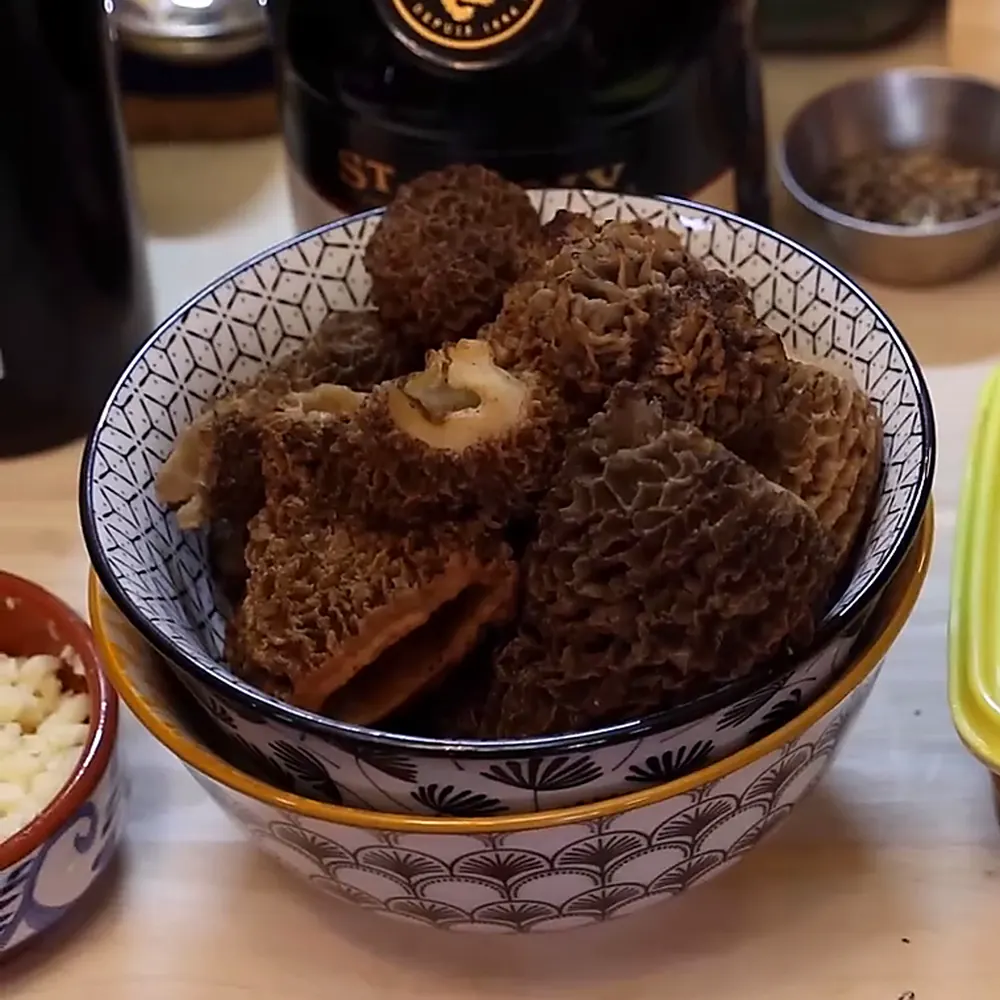 coeurs de canard sauce vin rouge morilles, étape 1