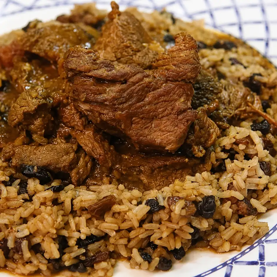 curry de boeuf facile riz brun, plat fini