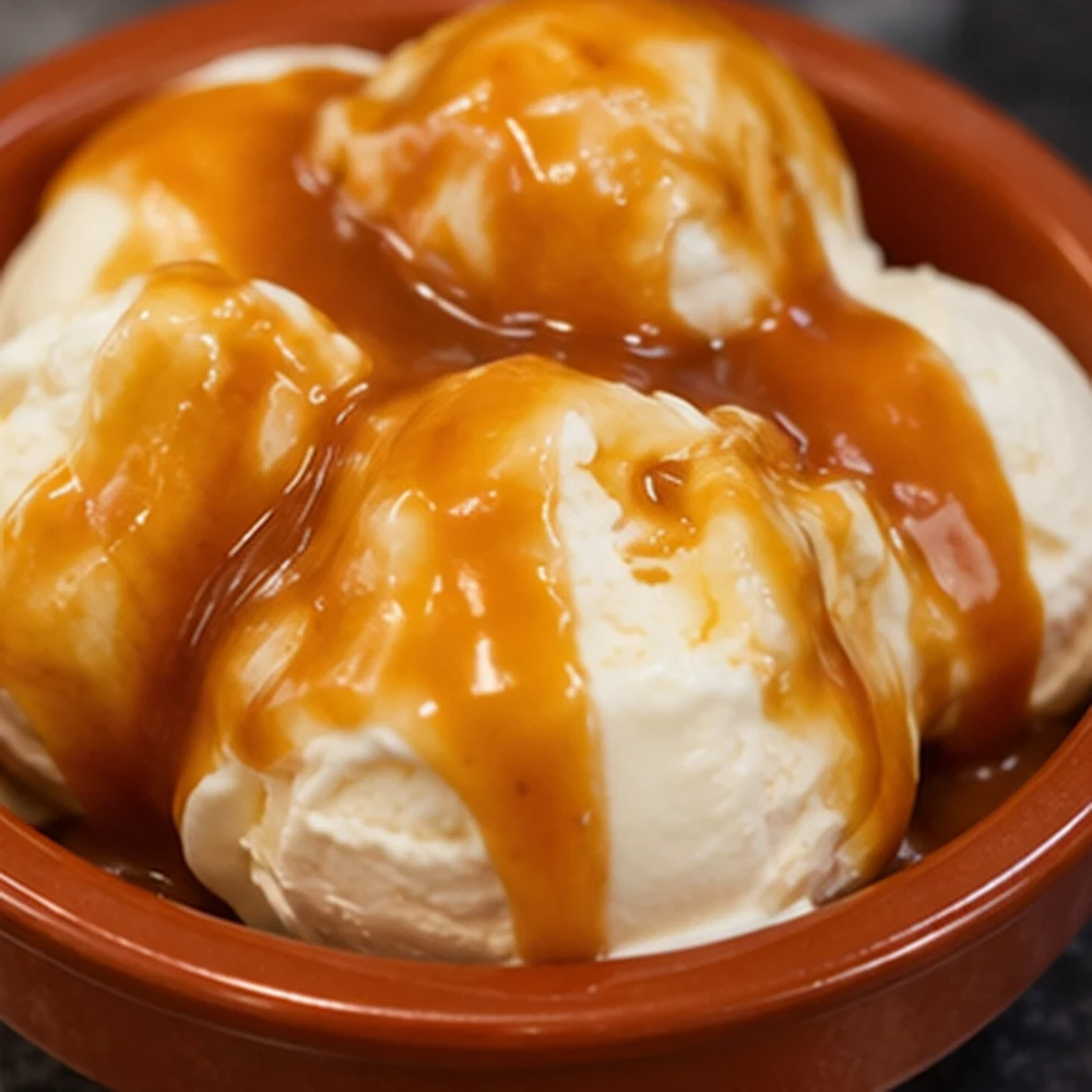 easy brown sugar caramel sauce for ice cream, finished dish