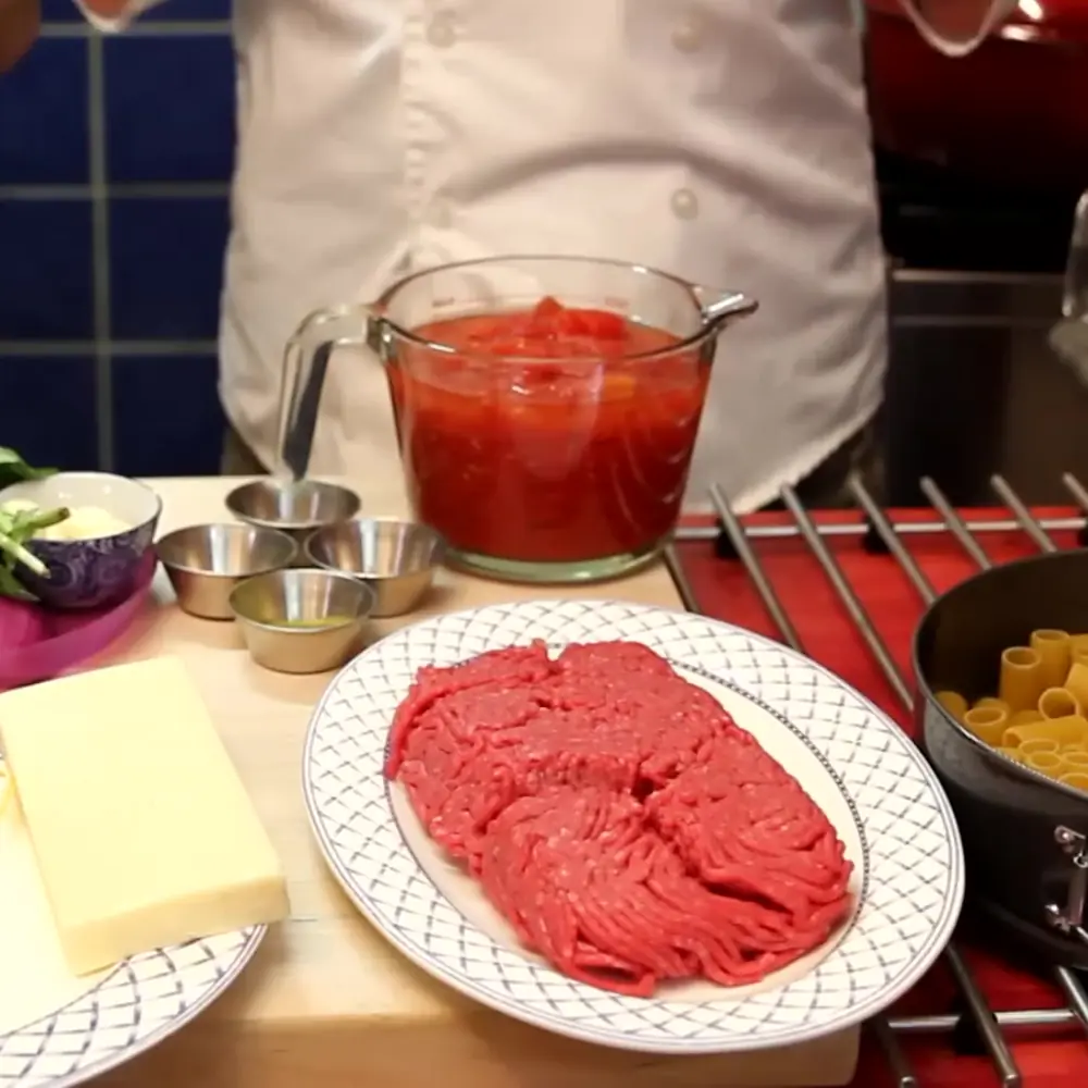 easy rigatoni pasta cake ground beef bechamel, ingredients