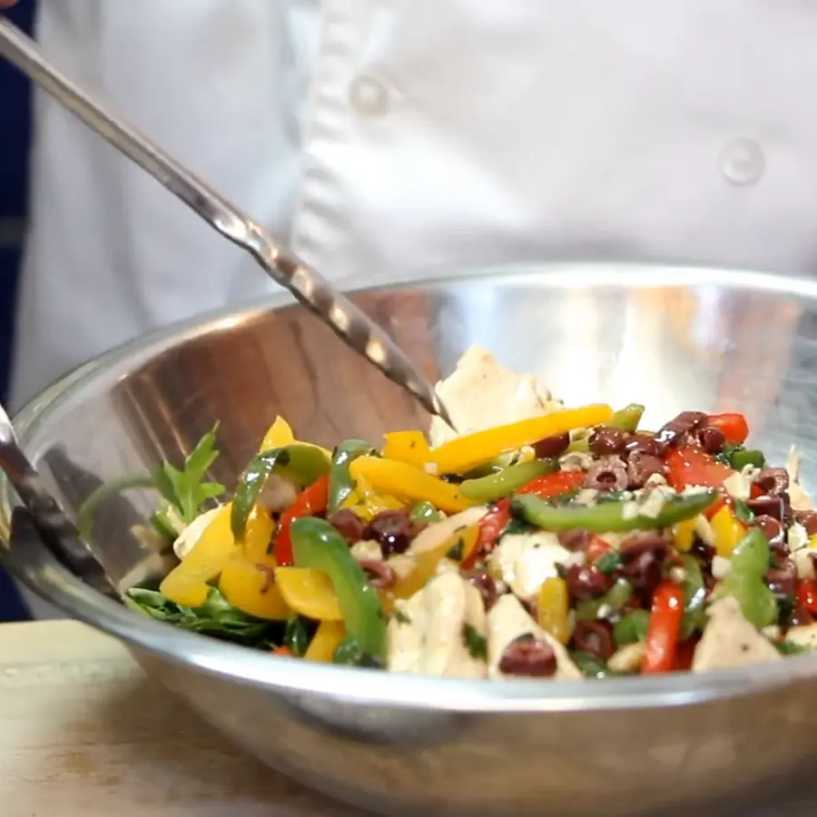 easy summer chicken salad bell peppers arugula, step 6