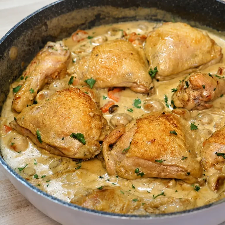 Fricassée de Poulet Facile avec Sauce Crémeuse au Vin Blanc