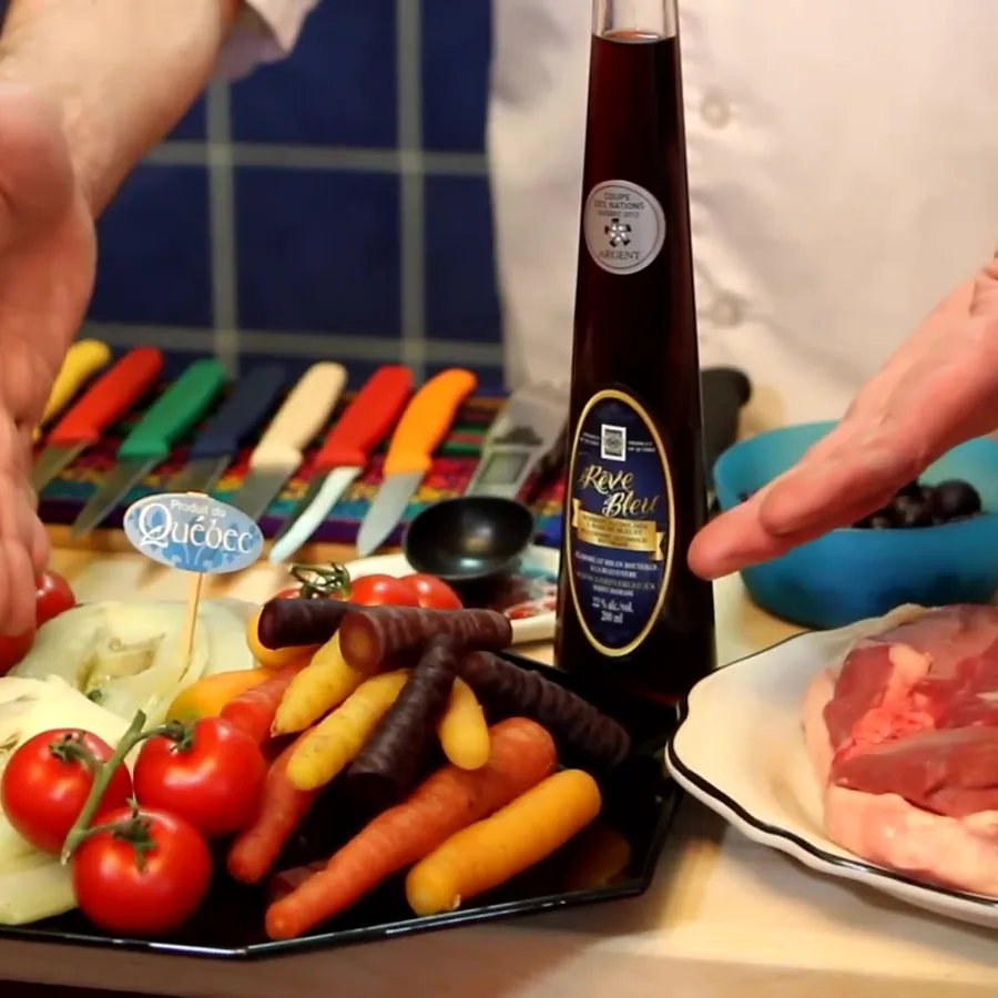 magret canard sauce bleuets legumes rotis, ingredients