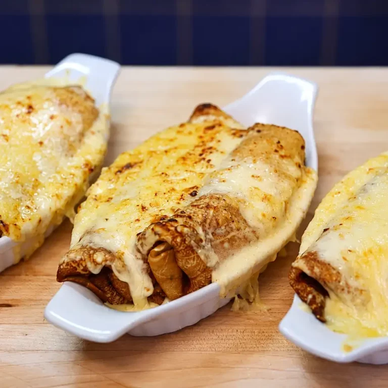 Easy Savory Stuffed Crepes with Mushrooms, Asparagus and Beef