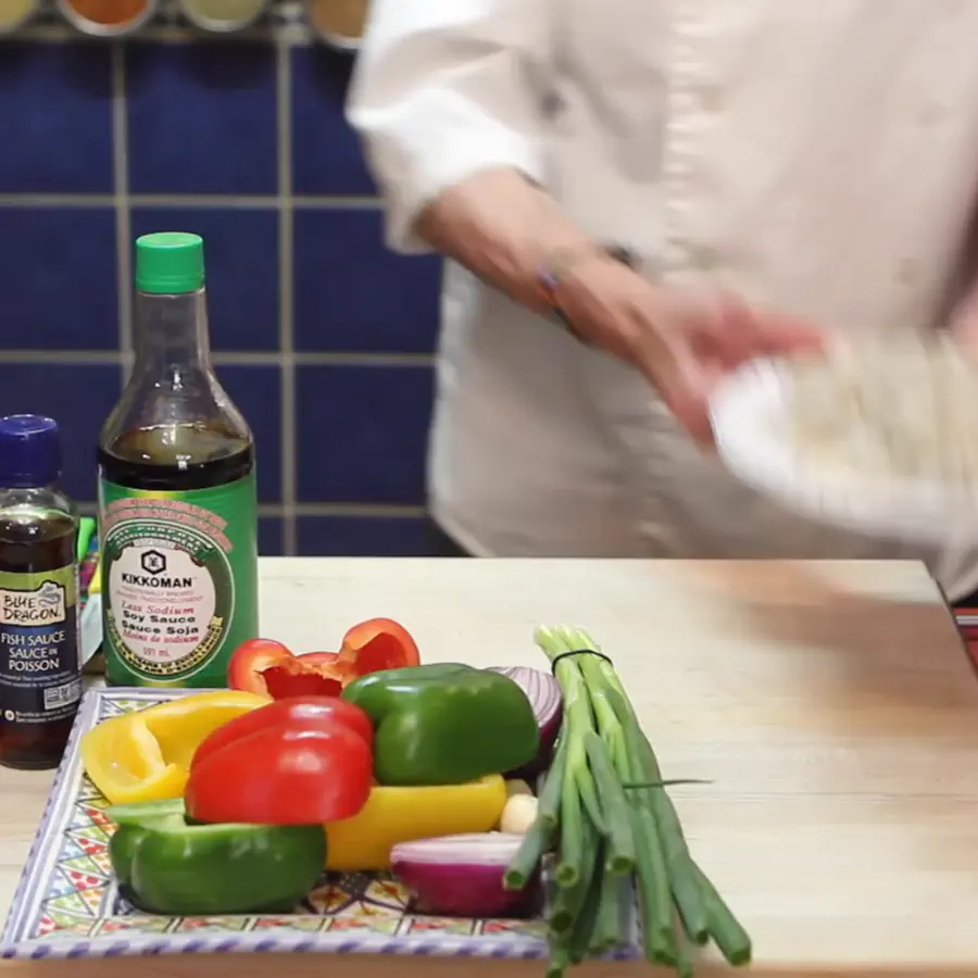 nouilles sautees aux crevettes, ingredients