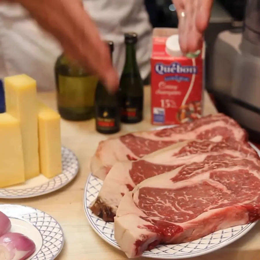pan seared steak three cheese sauce potato gratin, ingredients
