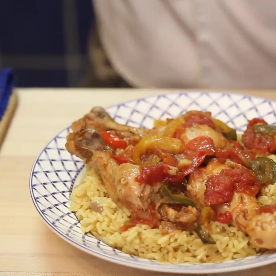 Easy Chicken Basquaise with Peppers and Rice