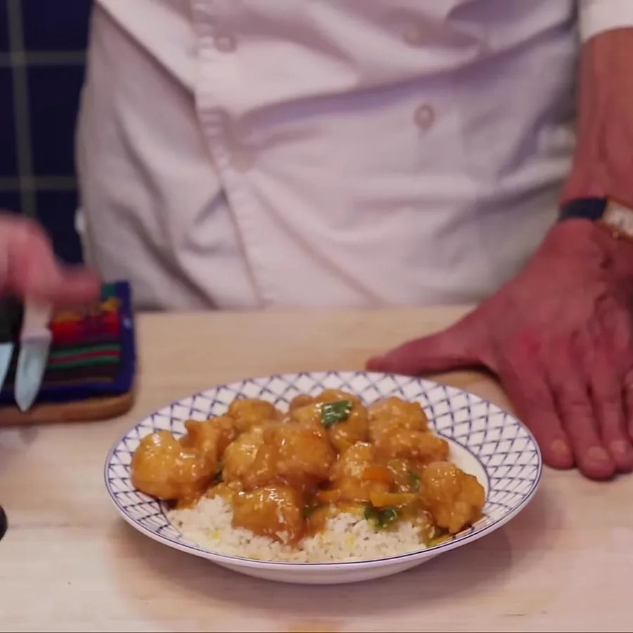 poulet orange croustillant facile sauce orange fraiche, plat fini