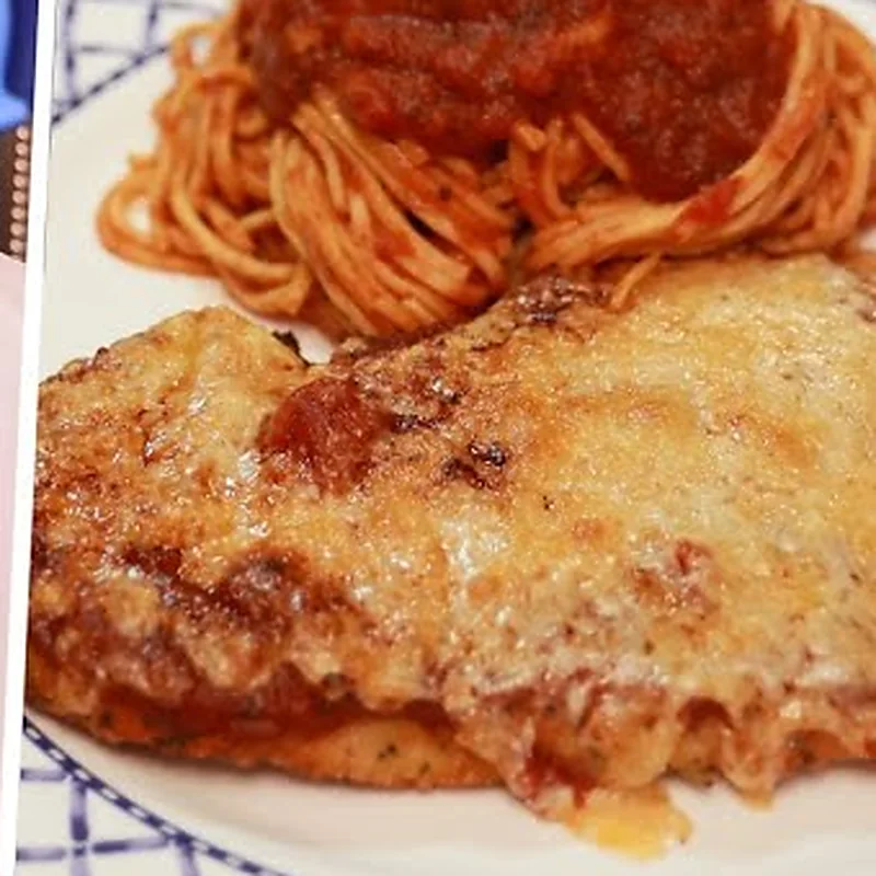 poulet parmigiana a la friteuse a air, plat fini
