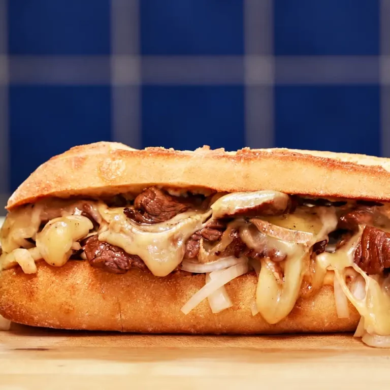 Sandwich de steak facile &agrave; la raclette, mayo cajun et oignons marin&eacute;s